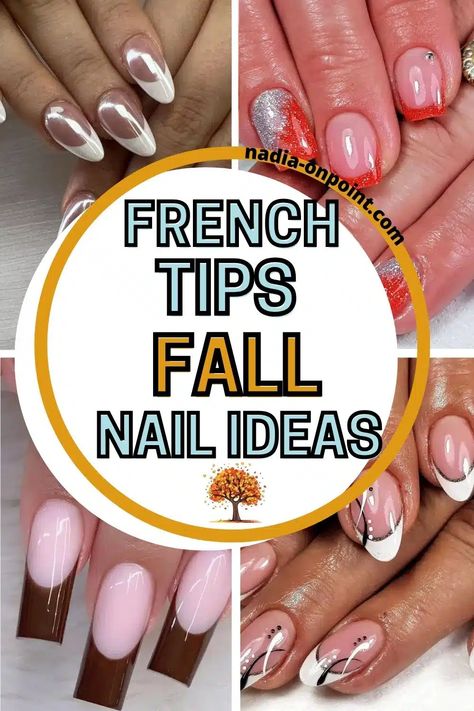 French Tip Fall Nails: Fresh Designs for the Season Fall Nail Tips Designs, Nails French Tip Ideas, French Gel Nail Designs, French Tip Ideas, French Tip Fall Nails, November Nails Colors, Nails Fresh, Color French Manicure, Colored French Tips