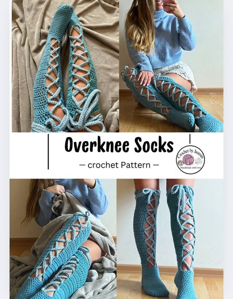 Over The Knee Socks Crochet Pattern, Free Crochet Leg Warmers Pattern, Crochet Lace Leg Warmers, Crochet Knee High Socks Pattern Free, Knit Overknee Socks, Crochet Leg Garter, Free Sock Crochet Pattern, Crochet Thigh Highs, Crochet Fishnet Stockings Pattern