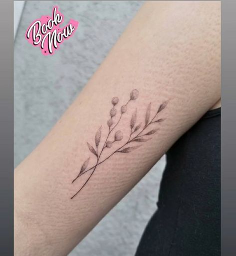 Mimosa Drawing, Acacia Tattoo, Dandelion Tattoo, Arm Tattoos, Minimal Tattoo, Finger Tattoos, Flower Tattoos, Tattoo Drawings, Arm Tattoo