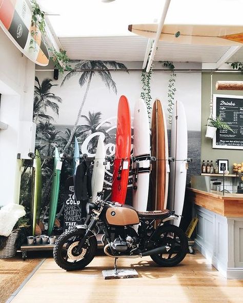 Surf Shop Interior, Surf Interior, Surf Bar, Surf Cafe, Surfboard Storage, Surf Store, Surf Coffee, Surf Room, Surf Lodge