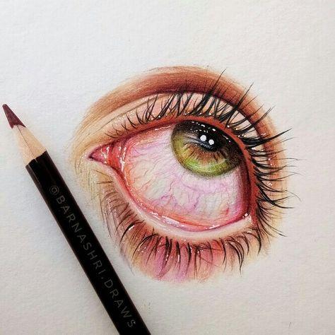 Highlighter Eyes Drawing, Highlighter Tips, Pencil Inspiration, Eyes Aesthetic, Droopy Eyes, Color Pencil Sketch, Eyeball Art, Human Body Art, Prismacolor Art