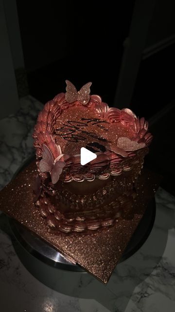 Pamela Anaele on Instagram: "Ate Since ‘98💋. I’m so in love with this Rose gold vintage heart cake. 6 inch beauty. #rosegold #rosegoldcake #butterflycake #glittercake #heartcake #vintagecake #baltimorebaker #baltimorecakes #cakereels #caketrends #cakesofinstagram #trendingreels #dmvbaker #dmvcakes #blowthisup #customcakes #birthdaycake #luxurycakes #rosegold #cakeartist" Rose Gold Glitter Cake, Rose Gold Heart Cake, 6 Inch Heart Cake, 45th Birthday Cake Ideas For Women, Rose Gold Birthday Cakes, Rose Gold Cake Birthday, Heart Glitter Cake, Birthday Cake Rose Gold, Designer Birthday Cake