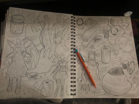 Filled Up Sketchbook Page, Filled Sketchbook Page, How To Fill A Sketchbook Page, Filled Sketchbook, Filling Sketchbook, Fill Sketchbook, Sketchbook Page Ideas, Free Spirit Art, Tutorials Drawing