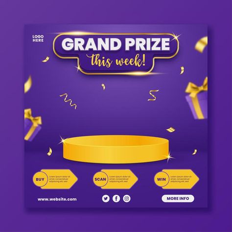 Grand prize announcement social media te... | Premium Vector #Freepik #vector #business #gold #gift #social-media Cash Prize Poster Design, Grand Prize Poster Design, Winner Announcement Design, Gold Prize, Soft Cookies, Graphic Design School, Prize Giveaway, Winner Announcement, Win Cash Prizes