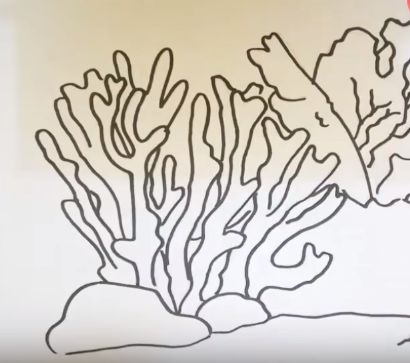 Coral Drawing Simple, Easy Coral Drawing, Coral Reef Drawing Easy, How To Draw Coral, Draw Ocean Animals, Coral Painting Easy, Draw Coral, Simple Coral Reef Drawing, Sea Life Drawings Coral Reefs