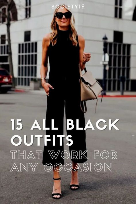 Work Outfits Women All Black, All Black Outfits For Petite Women, Womens Black Outfits Classy, Classy Black Work Outfits, Black Office Casual Outfit, Black Summer Outfits 2023, Black On Black Outfits Work, Black Work Wardrobe, Business Casual Black Outfits For Women