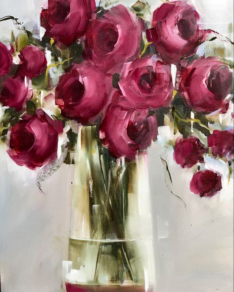 Nicole Pletts, Peonies Artwork, Easy Flower Painting, Roses Art, Acrylic Painting Flowers, Abstract Flower Art, Abstract Floral Art, Watercolor Flowers Paintings, Romantic Art