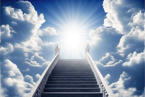 Photo the gateway to heaven with stairca... | Premium Photo #Freepik #photo #stairway-heaven #stairway #heaven #sky-light Staircase To Heaven Drawing, Heaven Background Aesthetic, Heaven Stairs, Heaven Landscape, Gateway To Heaven, Stairs To Heaven, Bright Clouds, Heaven's Gate, Way To Heaven