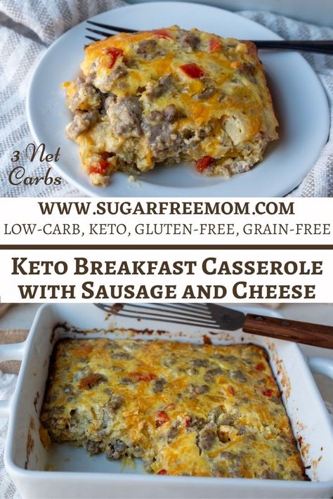 Low Carb Keto Breakfast Casserole with Sausage and Cheese (Gluten Free) Bariatric Breakfast, Breakfast Casserole With Sausage, Low Carb Keto Breakfast, Keto Breakfast Casserole, Casserole With Sausage, Low Carb Breakfast Casserole, Heavenly Recipes, Breakfast Sausage Recipes, Fantastic Recipes