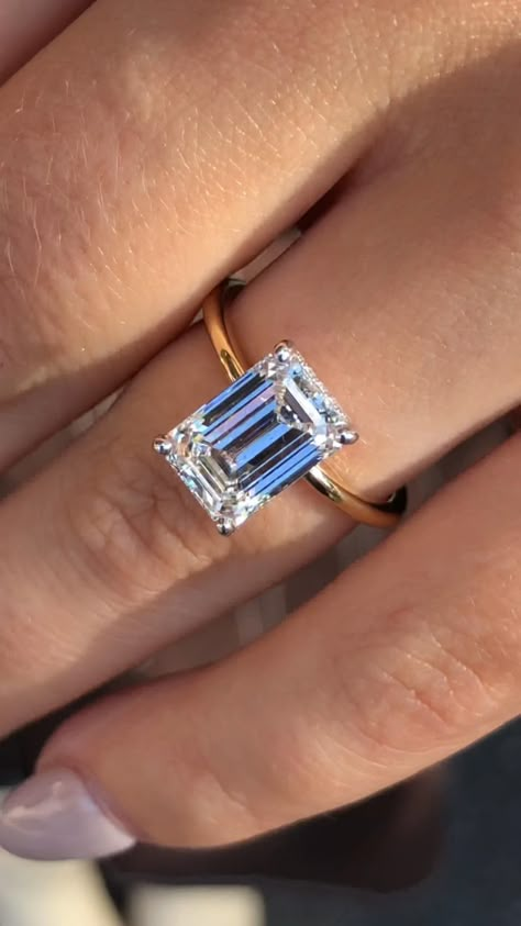 Gold Emerald Cut Engagement Ring, Ascot Diamonds, Radiant Cut Diamond Engagement Rings, Wedding Rings Emerald Cut, Emerald Cut Engagement Rings, Emerald Ring Engagement Diamond, Oval Solitaire Engagement Ring, Engagement Ring Designs, Emerald Cut Diamond Engagement Ring