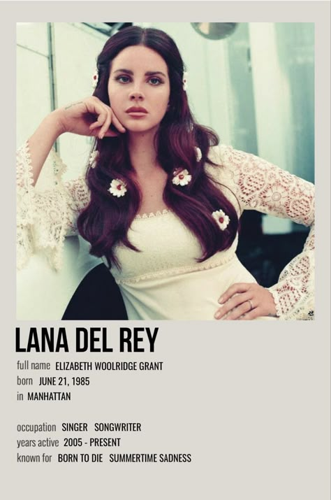 minimal polaroid celeb poster for lana del rey Lana Albums, Lana Del Rey Poster, Song Posters, Lana Del Rey Songs, Polaroid Posters, Lana Del Rey Love, Iconic Poster, Music Poster Ideas, Vintage Music Posters