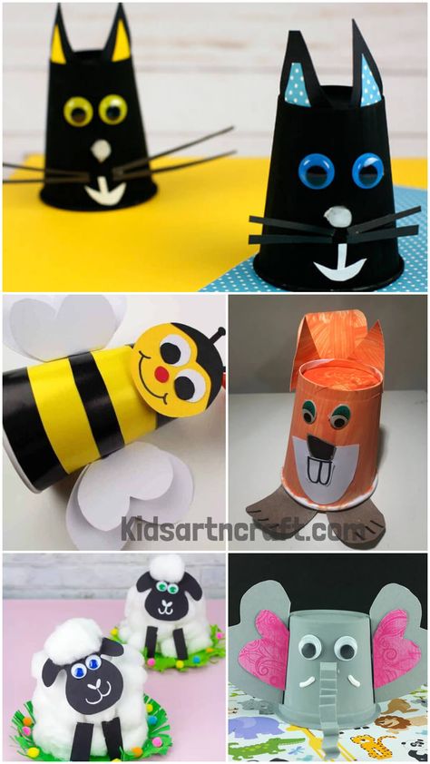 Paper Cup Animal Crafts for Kids Paper Cup Animal Craft, Octopus Crafts For Toddlers, Paper Cup Animals, Dixie Cup Crafts, Vikram Thakor, Plastic Cup Crafts, Octopus Crafts, Paper Cup Crafts, Bee Crafts For Kids