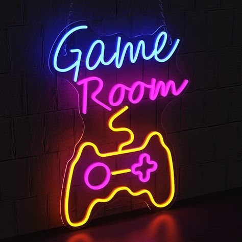 Game Room Neon, Neon Lights Signs, Teen Boy Room Decor, Lights Signs, Boy Room Decor, Gaming Room Decor, Commercial Signs, Teen Boy Room, Light Up Signs