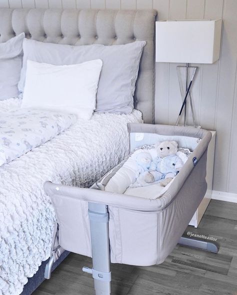 Parents Room With Crib, Bassinet In Parents Room, Baby Crib In Parents Room, Nursery Corner In Parents Room, Baby Closets, Baby Basinets, Parents Bedroom, Baby Nursery Organization, Baby Corner