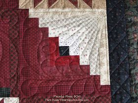 Heartspun Quilts ~ Pam Buda: Pieceful Pines Quilted Quilting Designs For Log Cabin Blocks, Log Cabin Free Motion Quilt Designs, Log Cabin Quilting Ideas, How To Quilt A Log Cabin Quilt, Quilting A Log Cabin Quilt, Quilting Log Cabin Quilts, Quilting Designs For Log Cabin Quilts, Quilting Log Cabin Blocks, Free Motion Quilting Designs For Log Cabin Blocks