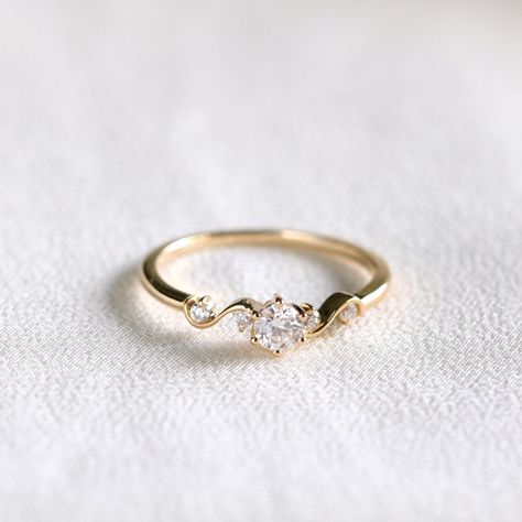 Solid Gold Diamond Engagement Ring, Dainty Moissanite Promise Ring, Stackable Ring, Anniversary Ring, Placeholder Ring - Etsy Elegant Gold Wedding Ring, 0.25 Carat Engagement Ring, Promise Rings Cheap, Non Tarnish Rings, Aesthetic Promise Rings Gold, Promos Rings, Small Gold Wedding Rings, Unique Minimalist Engagement Rings, Promise Rings For Her Gold