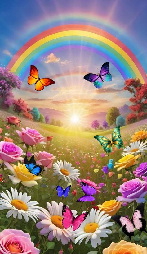 Rainbow Butterfly Background, Pretty Wallpapers Backgrounds Nature, Rainbow Wallpaper Backgrounds, Beautiful Butterfly Pictures, Rainbow Butterflies, Happy Navratri Images, Butterfly Wallpaper Backgrounds, Heaven Art, Horse Wallpaper