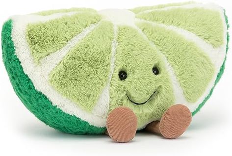 Jellycat Amuseables Slice of Lime Fruit Plush Slice Of Lime, Green Fur, Soft Teddy Bear, Farm Yard, Soft Toy, Stuffed Animal, Plush Toys, Doll Toys, Jelly