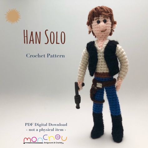 Amigurumi pattern for everyone’s favourite scoundrel! Crochet Fun, Hans Solo, Han Solo, Knitting And Crocheting, Worsted Weight Yarn, Worsted Weight, Amigurumi Pattern, Crochet Amigurumi, Marketing And Advertising