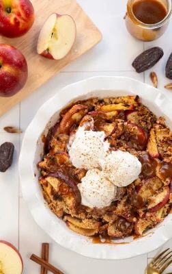 Falling for Apples   Dates Crumble - Apple Dates Recipes, Date Crumble, Date Caramel Sauce, Paleo Caramel, Caramel Crumble, Dates Recipes, Caramel Apple Crumble, Cook From Scratch, Autumn Dessert