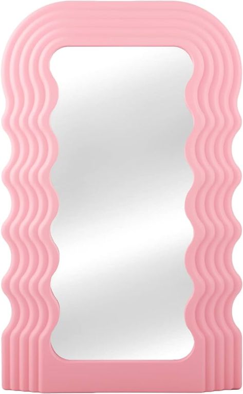 DaizySight Pink Wavy Mirror Irregular Shaped for Aesthetic Bedroom Room Decor, Cute and Stylish Matte Finish Plastic Frame Mirror for Dresser Vanity Desk Decoration : Amazon.co.uk: Home & Kitchen Pink Wavy Mirror, Wavey Mirror, Daisy Bedroom Ideas, Mirror For Dresser, Comfy Room Ideas, Squiggly Mirror, Daisy Bedroom, Comfy Room, Mirrors Uk