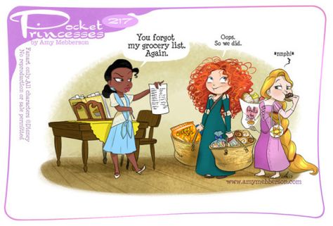 Pocket Princesses 217: Shopping DayPlease reblog, don’t repost,... Amy Mebberson, Pocket Princess Comics, Disney Princess Comics, Pocket Princess, Disney Princess Cartoons, Pocket Princesses, Funny Disney Memes, Princess Cartoon, Disney Jokes