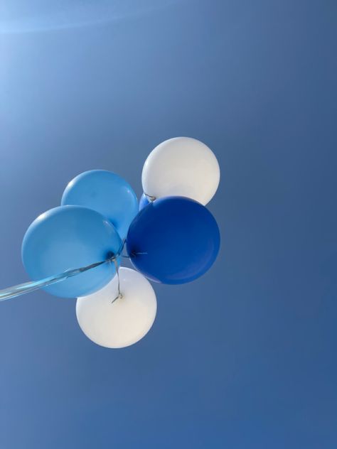 Blue balloon and blue sky Blue Balloons Aesthetic, Balloons Aesthetic, Blue Balloon, Purple Balloons, 13th Birthday Parties, Blue Balloons, 13th Birthday, Blue Aesthetic, Blue Sky