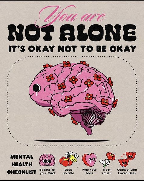 #poster #aesthetic #mentalwellness #mentalhealth #checklist Self Care Posters Aesthetic, You Are Not Alone, Mental Health Poster, Wow Photo, Picture Collage Wall, Be Okay, Photo Wall Collage, Happy Words, It's Okay