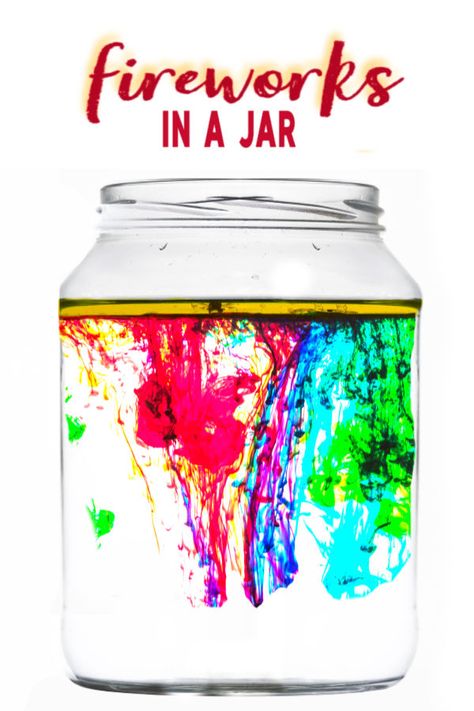 Fireworks In A Jar, Kids Science Fair Projects, Science Projects For Preschoolers, Fireworks Craft, Science For Toddlers, Experiment For Kids, Science Fair Project, Science Week, Science Experiments For Preschoolers