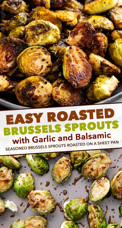 Brussels sprouts are tossed in a drool-worthy combination of garlic, balsamic vinegar, mustard, and olive oil, then roasted until perfectly tender yet caramelized. Side dish ready in 30 minutes! #sidedish #side #brusselssprouts #sprouts #roasted #sheetpan #oven #garlic #balsamic #mustard #vegetables Balsamic Roasted Brussel Sprouts, Baked Brussel Sprouts, Balsamic Brussel Sprouts, Recipes Sides, Brussel Sprout Recipes Roasted, Roasted Brussels Sprouts, Roasted Brussel, Thanksgiving Recipes Side Dishes, Sprout Recipes