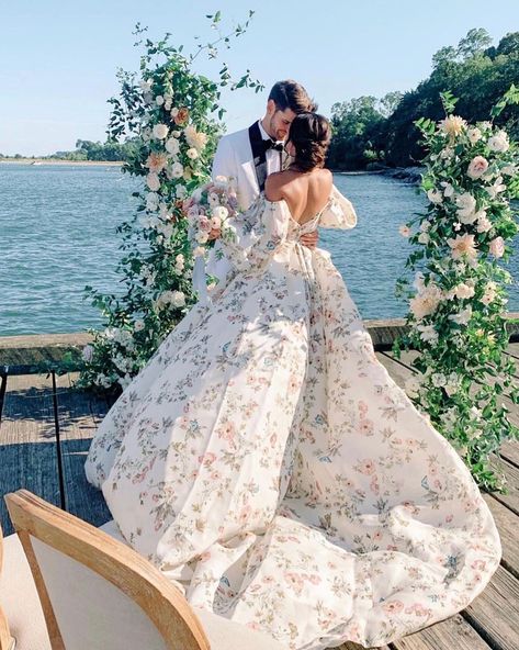 Floral Wedding Gown, It Was All A Dream, Spring Garden Wedding, Unconventional Wedding, Floral Wedding Dress, Wedding Dresses With Flowers, Floral Gown, Best Wedding Dresses, Colored Wedding Dresses