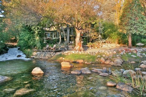 Kaweah Falls House, a River Runs Through it! | HomeDSGN, a daily source for inspiration and fresh ideas on interior design and home decoration. Three Rivers California, A River Runs Through It, Minnesota Home, Mountain Stream, Forest Path, Private Deck, Spa Tub, Three Rivers, California National Parks