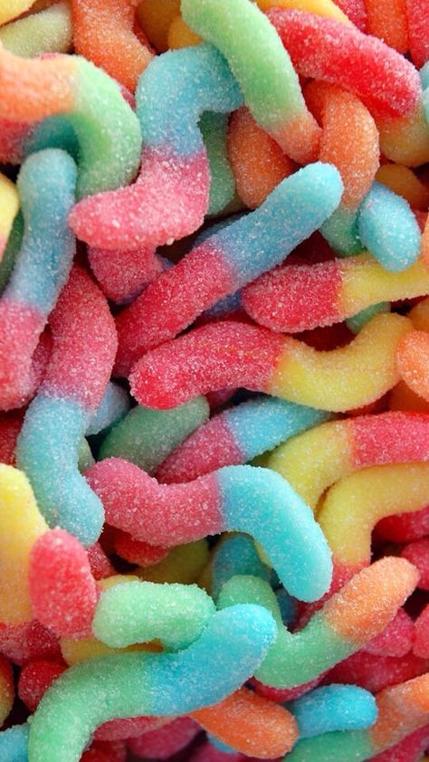 Sour Worms, Sour Gummy Worms, Gummy Worm, Hairstyles For Ladies, Food Aesthetics, Junk Food Snacks, Gummy Worms, Rainbow Candy, Food Babe