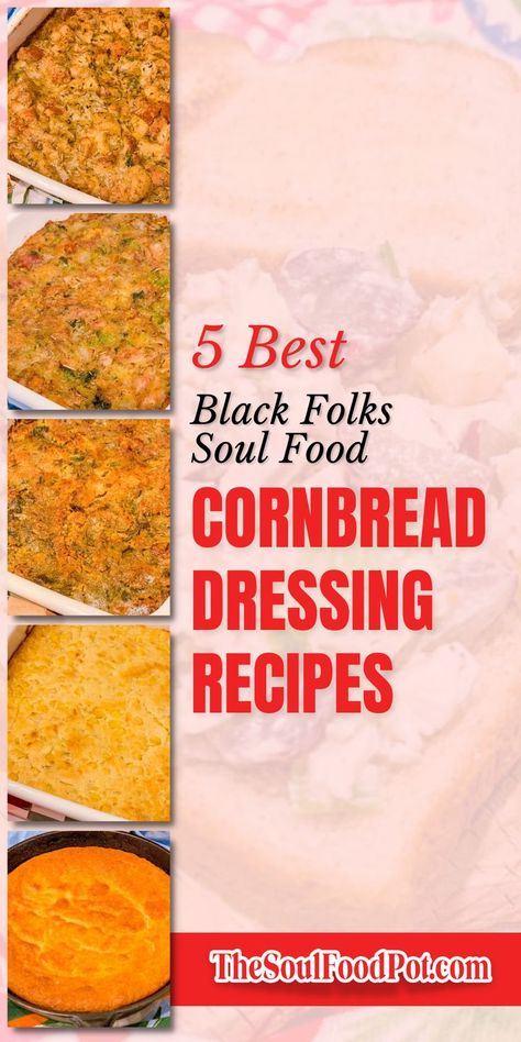 What is a Black folks��’ soul food dressing recipe?
There’s nothing like the classic, savory flavor of a Black folks’ soul food cornbread dressing recipe! 

It’s a dish that’s survived slavery, segregation, poverty, and everything else this country has thrown at the Black community. 

Cornbread dressing with the addition of shredded baked chicken, turkey, oysters, savory seasonings, or sweet corn and heavy whipping cream. Soul Food Cornbread, Soul Food Cornbread Dressing, Southern Soul Food, Cornbread Dressing Recipe, Dressing Recipes Thanksgiving, Cornbread Dressing Southern, Dressing Recipes Cornbread, Southern Cornbread, Southern Recipes Soul Food