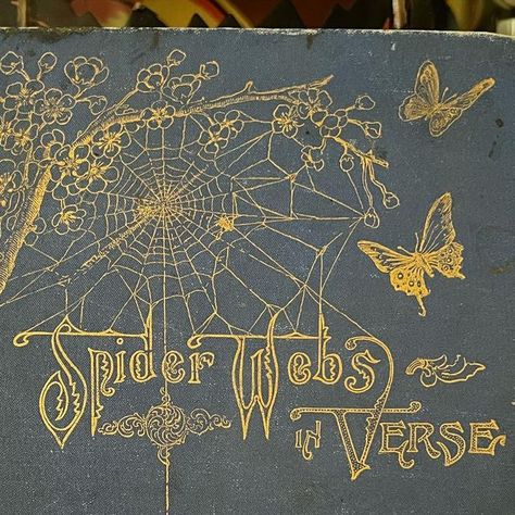 Vintage Halloween Store® on Instagram: "✨SOLD✨ Hard to find copy of Spider Webs in Verse by Charles William Wallace, 1892. In fair condition considering age, with beautiful gilded web on the cover and spine! Perfect for your spooky book collection. $65 includes shipping, DM for PayPal payment" Vintage Halloween Book Covers, Art Nouveau Spider Web, Spooky Art Nouveau, Art Nouveau Spider, Spider Web Art, Spider Book, Spider Illustration, Halloween Web, Spider Queen