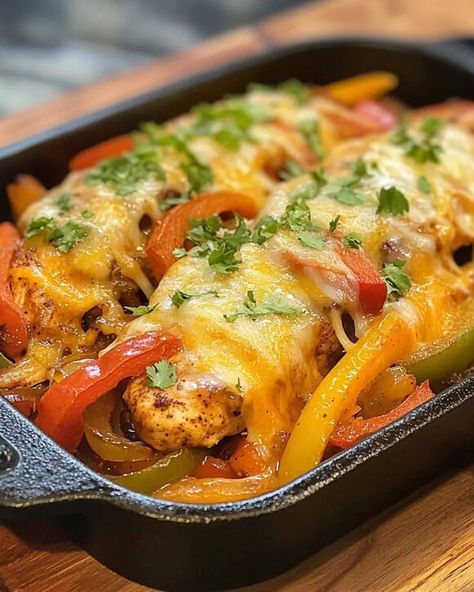 Cheesy Baked Fajita Chicken, Baked Fajita Chicken, Tikka Masala Pizza, Bacon Cheeseburger Pizza, Beef Taco Casserole, Pork Tenderloin Sandwich, Fajita Seasoning Mix, Fajita Chicken, Creamy White Chicken Chili