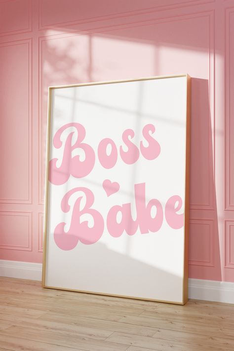 Pink Boss Babe Printable Wall Art Boss Babe Feminist Poster for Home Office Decor for Her Boss Babe Groovy Print by PinkVanillaDesign on Etsy Girl Boss Aesthetic Pink, Boss Babe Office, Girl Boss Print, Boss Aesthetic, Ebook Template Design, Feminist Poster, Pink Office, Pink Things, Gardens Design