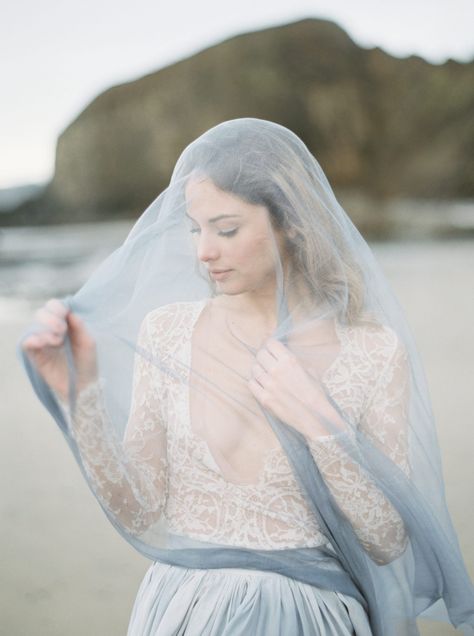 Wedding Veils With Hair Down, Claire Pettibone Wedding Dress, Blue Veil, Chapel Length Veil, Veil Styles, Vintage Veils, Contemporary Bride, Bride Veil, Classic Brides