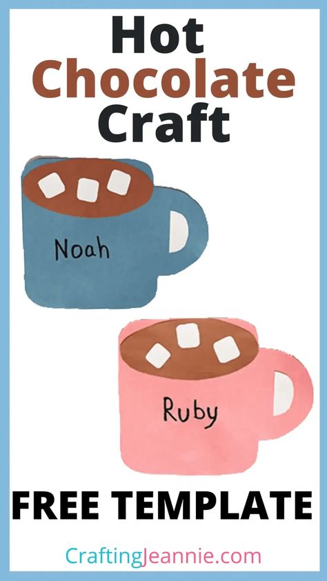 Hot Chocolate Craft, Hot Chocolate Printable, Chocolate Activities, Fun Preschool Crafts, Hot Chocolate Art, Chocolate Template, Easy Hot Chocolate, Crafts Toddlers, Chocolate Craft