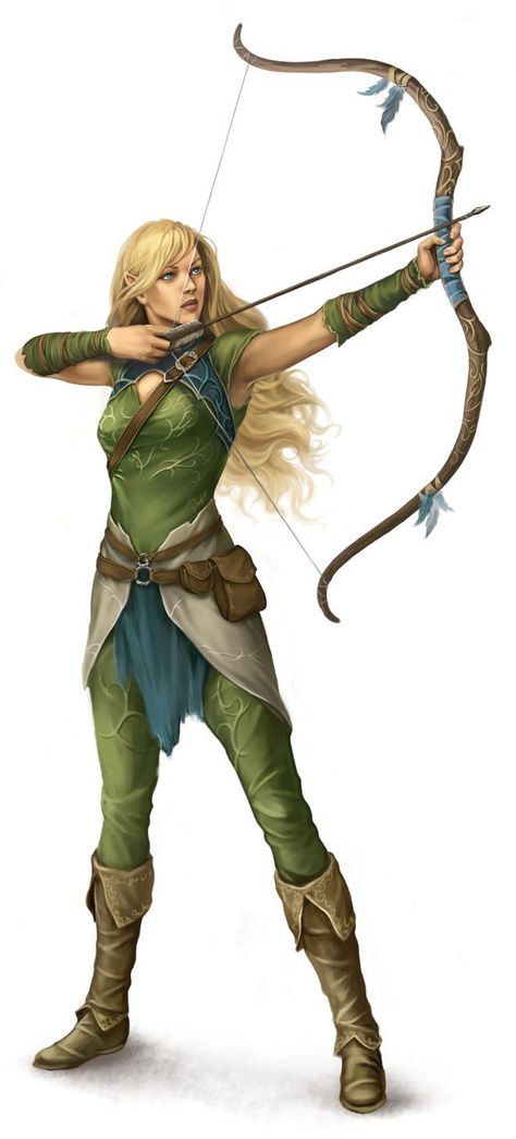 female elf ranger (Shelelu?) wood elf character concept for DnD / Pathfinder character portrait archer Ranger Rpg, Weiblicher Elf, Elf Ranger, Elf Cosplay, Elf Characters, Elf Druid, Elves Fantasy, Female Elf, Forest Elf