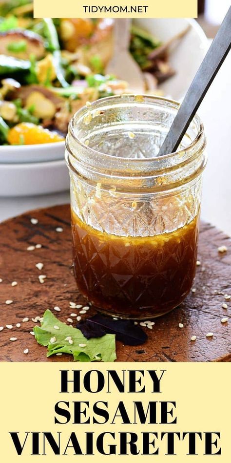 Sesame Salad Dressing, Sesame Vinaigrette, Sesame Salad, Asian Salad Dressing, Asian Inspired Salad, Asian Dressing, Salad Dressing Recipes Healthy, Ginger Honey, Honey Sesame