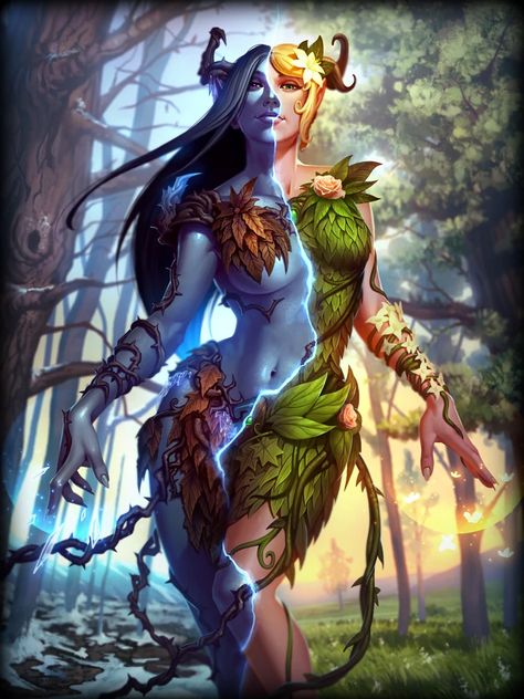 Mother Nature Fanart, Mother Nature Art Goddesses, Gaia Tattoo, Mother Nature Goddess, Gaia Goddess, Wood Nymphs, Forest Elf, Dnd Art, Wow Art