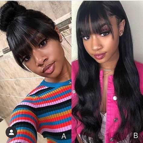 Fringe Wigs For Black Women, Fringe Wigs, Bangs Hairstyle, Natural Hair Stylists, Curls For The Girls, Loose Waves Hair, Mega Hair, Best Wigs, Human Virgin Hair