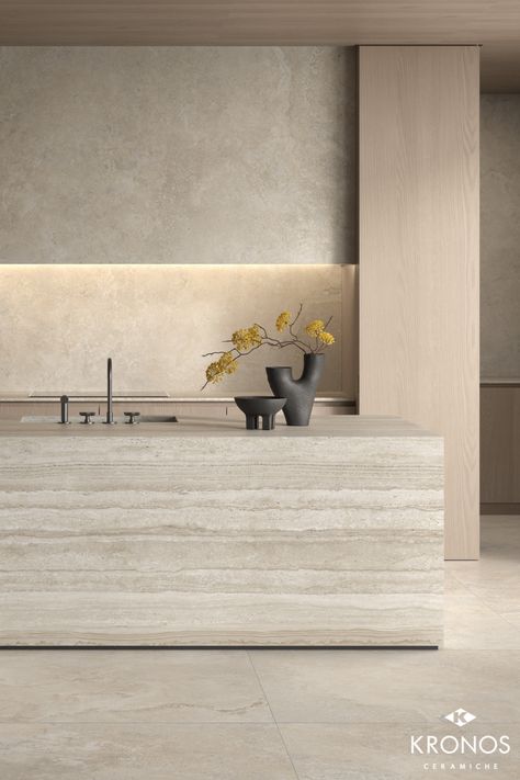 Minimal Kitchen Design, Minimal Kitchen, Travertine Floors, Italian Tiles, Kitchen Room Design, Kitchen Inspiration Design, Kitchen Tiles, Slovenia, 인테리어 디자인