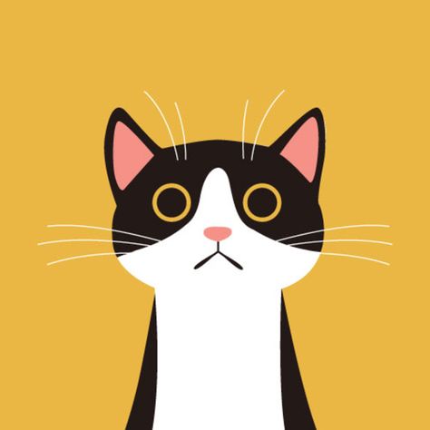 Flat Design Cat Face Yellow  #Yellow #Cat  #Face #Design #Flat Cat Art Illustration, Yellow Cat, Arte Sketchbook, Cats Illustration, Flat Illustration, Cat Illustration, Cat Face, Yellow Background, Cat Drawing