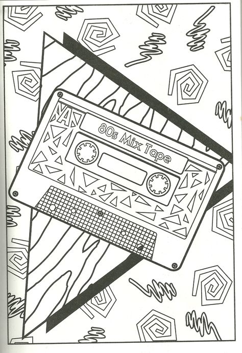 Boombox Coloring Page, 80s Coloring Pages, 90s Coloring Pages, Retro Coloring Pages, 80s Coloring, Music Coloring Sheets, Tumblr Coloring Pages, Candy Theme Birthday Party, Spring Coloring Pages