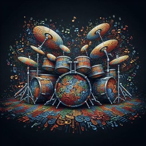 Drums Artwork, Drums Art, Circus Circus, Flower Art Images, Music Wallpaper, Art Drawings Sketches, Music Art, Drawing Sketches, Musical Instruments