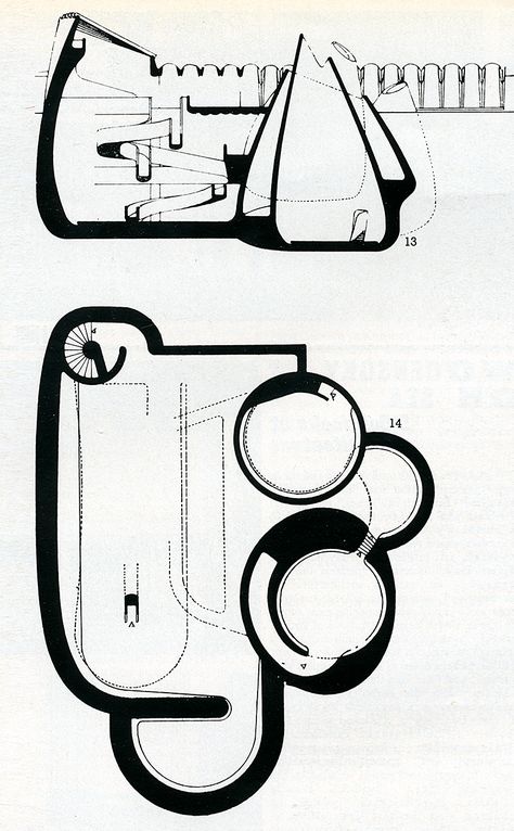 Joern Utzon. Architectural Review v.135 n.807 May 1964: 313 | RNDRD Jorn Utzon Architecture, Jorn Utzon, Architectural Review, Interior Design Presentation, Architecture Graphics, Graduation Project, Architectural Drawing, Architecture Rendering, Model Drawing