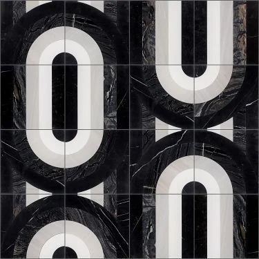 Black Marble | TileBar.com Black White Backsplash, Mosaic Patterns Geometric, Marble Ideas, Marble Floor Pattern, Shower Mosaic, Terrazzo Floor, Wall Mosaic, Floor Pattern, Backsplash Wall