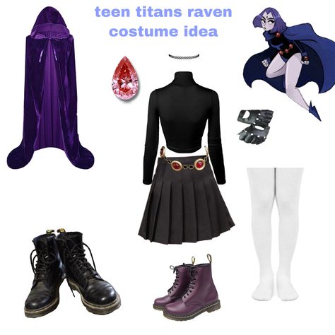 How To Make A Superhero Costume, Ravena Cosplay Casual, Ravena Costumes, Ravena Costume, Raven Teen Titans Go Outfit Halloween, Raven Costume Ideas, Raven Halloween Costume Teen Titans, Raven Inspired Outfits, Titans Halloween Costume